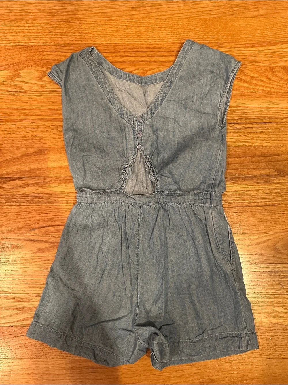 GAP Girls' Chambray Short Romper - Light Blue Size M